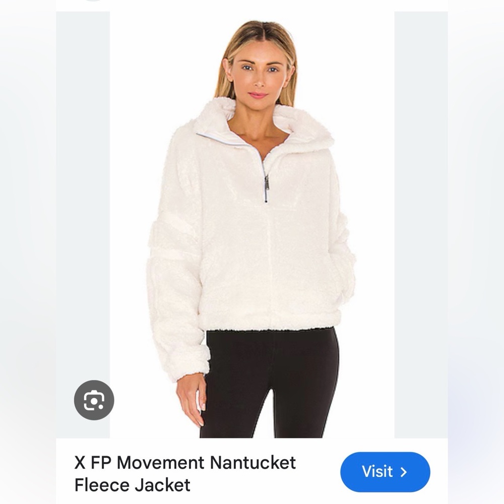 Free People Move White Fleece Jacket | Size Small